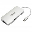 Tripp Lite Estación de Conexión USB-C, (x2) HDMI + VGA, Thunderbolt 3, USB-A, Carga PD – 1080p @ 60 Hz, Plata