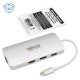 Tripp Lite Estación de Conexión USB-C, (x2) HDMI + VGA, Thunderbolt 3, USB-A, Carga PD – 1080p @ 60 Hz, Plata