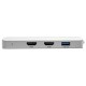 Tripp Lite Estación de Conexión USB-C, (x2) HDMI + VGA, Thunderbolt 3, USB-A, Carga PD – 1080p @ 60 Hz, Plata