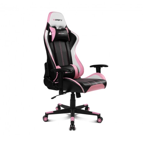 DRIFT DR175PINK silla para videojuegos Silla para videojuegos universal Asiento acolchado Rosa, Negro, Blanco