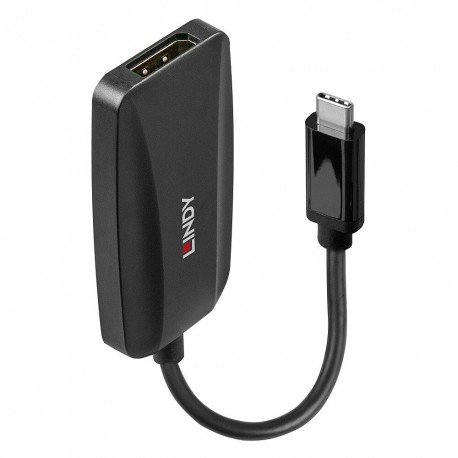 Lindy 43337 adaptador de cable de vídeo 0,13 m USB Tipo C DisplayPort Negro