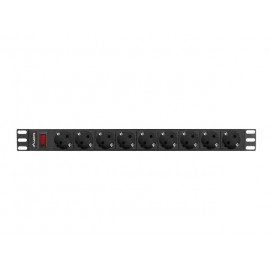 Lanberg PDU-09F-0300-BK unidad de distribución de energía (PDU) 9 salidas AC 1U Negro, Gris