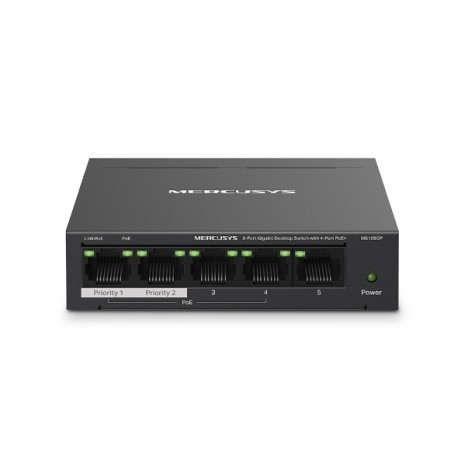 Mercusys MS105GP switch Gigabit Ethernet (10/100/1000) Energía sobre Ethernet (PoE) Negro