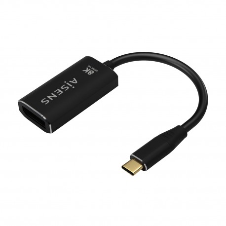 AISENS Conversor Aluminio USB-C a Displayport 8K@60Hz, USB-C/M-DP/H, Negro, 15cm