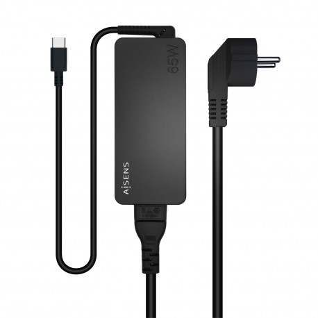 AISENS Cargador 65W PD3.0 1XUSB-C 1.8M, Negro