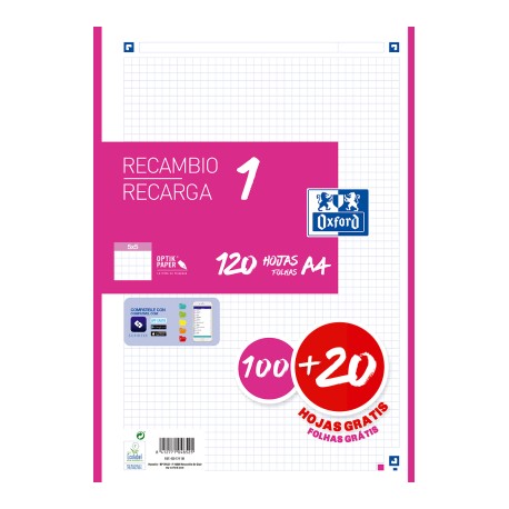 Oxford 400174181 papel de cuaderno 210 x 297 mm (A4) 120 hojas