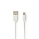 Nedis CCBW39300WT10 cable USB 1 m USB A Blanco