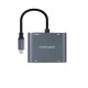 Nanocable Conversor USB-C a 2xHDMI/USB2.0/PD, 15 cm, Gris