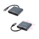 Nanocable Conversor USB-C a 2xHDMI/USB2.0/PD, 15 cm, Gris