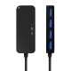 AISENS Hub USB 3.0, Tipo A/M-4x Tipo A/H, Negro, 15cm