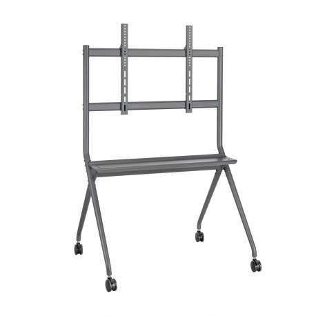 AISENS Soporte De Suelo Pro Con Rueda, 1 Bandeja Para Pantalla Interactiva/TV 120kg De 50-86, Negro