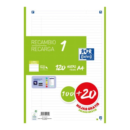 Oxford 400158167 papel de cuaderno 210 x 297 mm (A4) 120 hojas