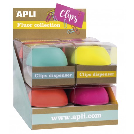 APLI 16905 dispensador de clips Azul, Fucsia, Naranja, Amarillo