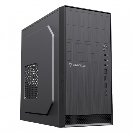 UNYKAch Caja Ordenador AERO C12 Micro ATX Negra, Con dos puertos USB 3.0 y dos puertos USB Type C 2.0