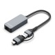 AISENS Conversor USB3.2 Gen1 USB-A+USB-C a Ethernet 2.5G 10/100/1000/2500 Mbps, Gris, 15cm