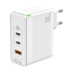 AISENS Cargador Gan 100W, 2xUSB-C PD3.0 QC4.0 QC5.0, 1xUSB-A QC3.0, Blanco