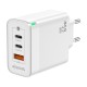 AISENS Cargador Gan 65W, 2xUSB-C PD3.0 QC4.0, 1xUSB-A QC3.0, Blanco