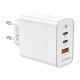 AISENS Cargador Gan 65W, 2xUSB-C PD3.0 QC4.0, 1xUSB-A QC3.0, Blanco