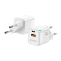 AISENS Cargador Gan 20W, 1xUSB-C PD3.0 QC4.0, 1xUSB-A QC3.0, Blanco