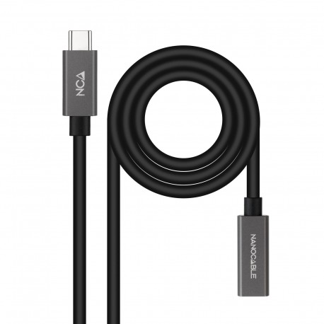 Nanocable Cable Prolongador USB-C 3.2 Gen2x2 20Gbps 3A, 4K/60Hz, USB-C/M-USB-C/H, Negro, 2 m