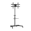 AISENS Floor Stand with Wheel, DVD Tray for Monitor/TV 50Kg from 37-86, Black-Silver