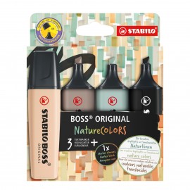 STABILO BOSS ORIGINAL NatureColors marcador 4 pieza(s) Punta de cincel Beige, Negro, Verde, Gris claro