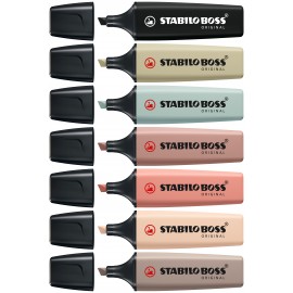 STABILO BOSS NatureColors marcador 6 pieza(s) Punta de cincel Negro, Bronce, Verde, Gris, Verde claro