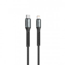 Cable qcharx prague tipo c a lightning 3a 20w - 1 m - aleación de aluminio negro cable trenzado suave