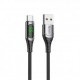 Cable qcharx menorca usb a tipo c 3a 66w - 1 m - aleación aluminio negro cable suave digital display