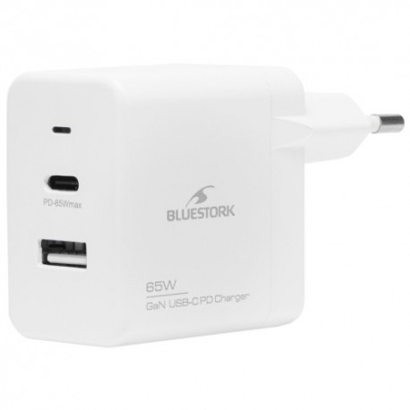 BLUESTORK CARGADOR ULTRACOMPACTO USB-C 65W TECNOLOGIA GAN BLANCO