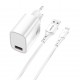 Kit cargador 3a qcharx artemisia 18w + cable usb a micro blanco