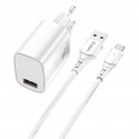 Kit cargador qcharx artemisia 3a 18w + cable usb a tipo c blanco