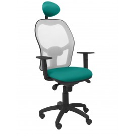 Silla Jorquera malla gris asiento bali verde claro con cabecero fijo