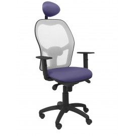 Silla Jorquera malla gris asiento bali azul claro con cabecero fijo