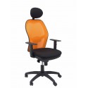 Silla Jorquera malla naranja asiento bali negro con cabecero fijo