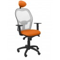 Silla Jorquera malla gris asiento bali naranja con cabecero fijo