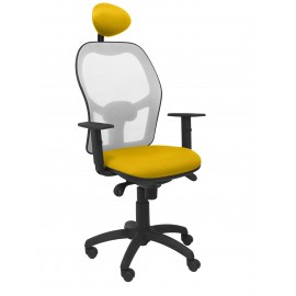 Silla Jorquera malla gris asiento bali amarillo con cabecero fijo