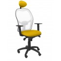 Silla Jorquera malla blanca asiento bali amarillo con cabecero fijo