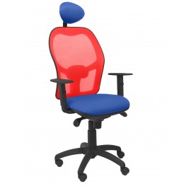 Silla Jorquera malla roja asiento bali azul con cabecero fijo