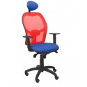 Silla Jorquera malla roja asiento bali azul con cabecero fijo