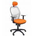 Silla Jorquera malla blanca asiento bali naranja con cabecero fijo