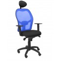 Silla Jorquera malla azul asiento bali negro con cabecero fijo