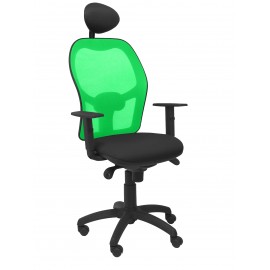 Silla Jorquera malla verde asiento bali negro con cabecero fijo