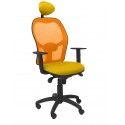 Silla Jorquera malla naranja asiento bali amarillo con cabecero fijo