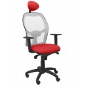 Silla Jorquera malla gris asiento bali rojo con cabecero fijo