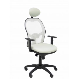 Silla Jorquera malla blanca asiento bali gris claro con cabecero fijo