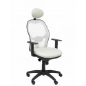 Silla Jorquera malla blanca asiento bali gris claro con cabecero fijo