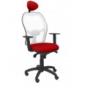 Silla Jorquera malla blanca asiento bali rojo con cabecero fijo