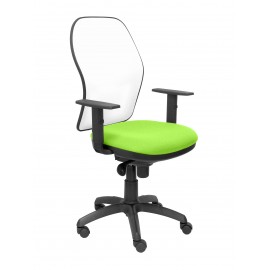 Silla Jorquera malla blanca asiento bali verde pistacho