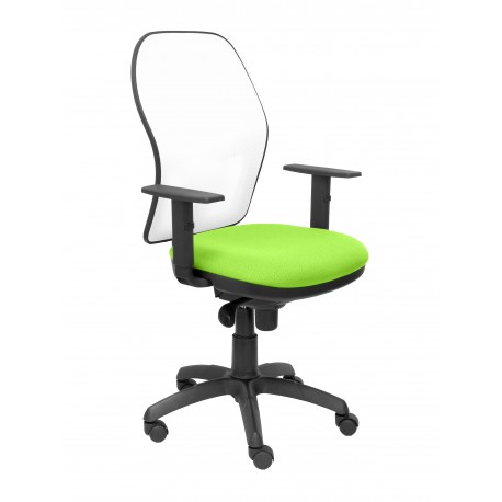 Silla Jorquera malla blanca asiento bali verde pistacho